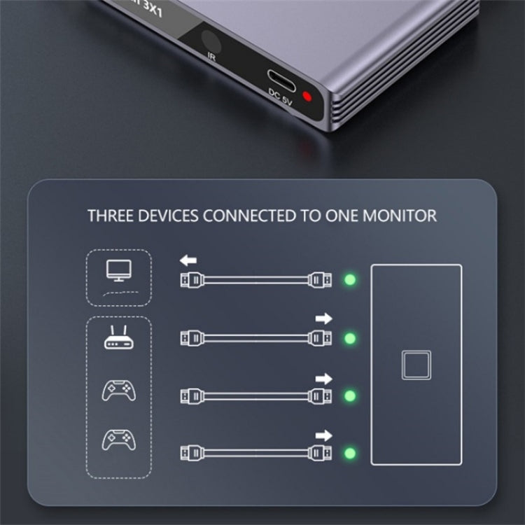 Q301 4K / 60 Hz HD Video Adattatore in lega di alluminio 3 ingressi 1 uscita HDMI Switcher