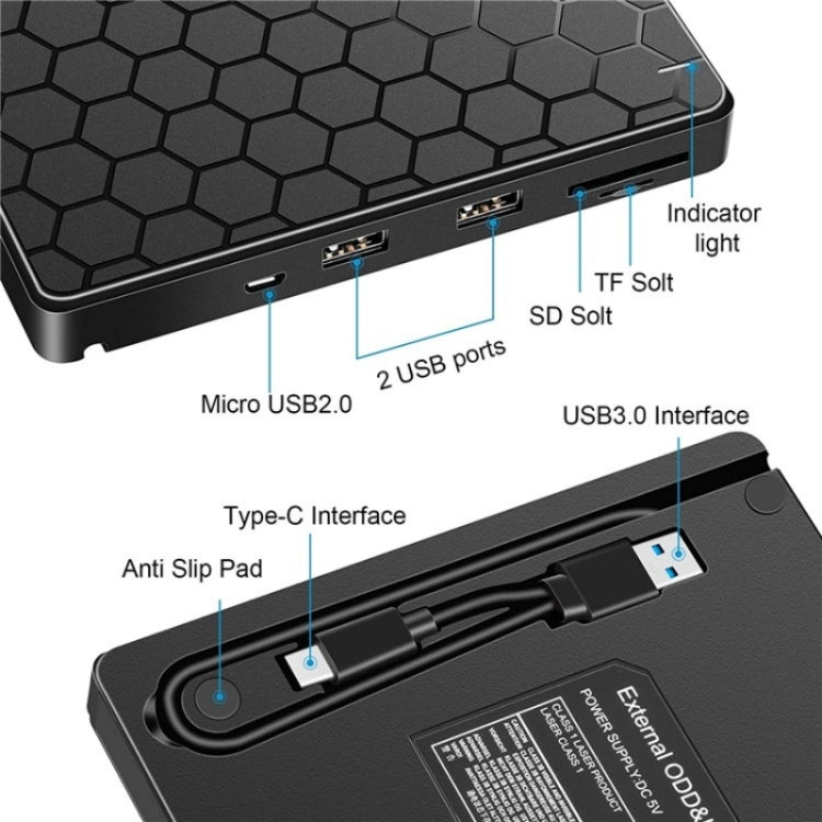 042 Modello di calcio USB3.0 / Tipo-C Computer portatile Unità ottica esterna Masterizzatore DVD Masterizzatore, 042