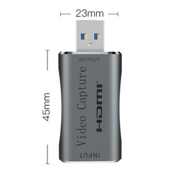 C30 per giochi in streaming live Scheda di acquisizione video HD da USB maschio a HDMI femmina in lega di alluminio, C30