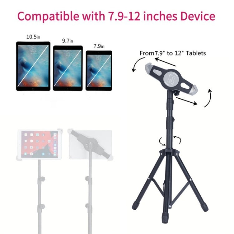 XWJ-LP002 per tablet da 7,9-12 pollici Treppiede portatile in lega di alluminio con rotazione a 360 gradi, XWJ-LP002