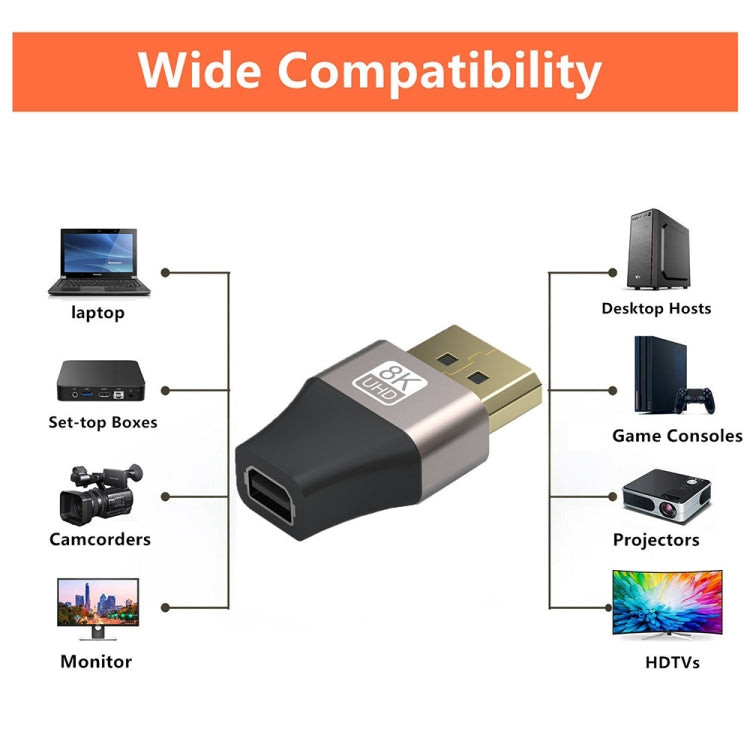 Adattatore convertitore DP da Displayport maschio a Mini Displayport femmina JUNSUNMAY 8K 60Hz, Displayport to Female Mini Displayport Adapter DP