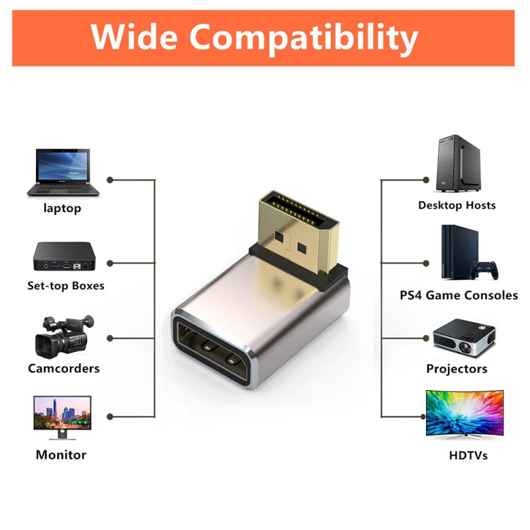 JUNSUNMAY 8K 60Hz PD1.4 Adattatore convertitore Displayport maschio a Displayport femmina, Up, Down, Left, Right