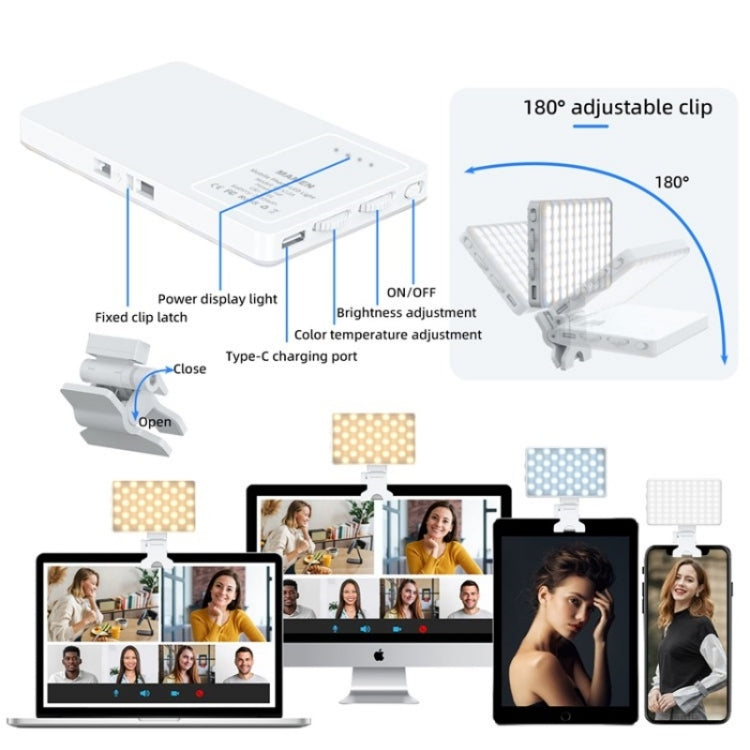 V12A Telefono Laptop Videoconferenza Lampada di riempimento Selfie portatile Streaming live Luce di riempimento LED, V12A