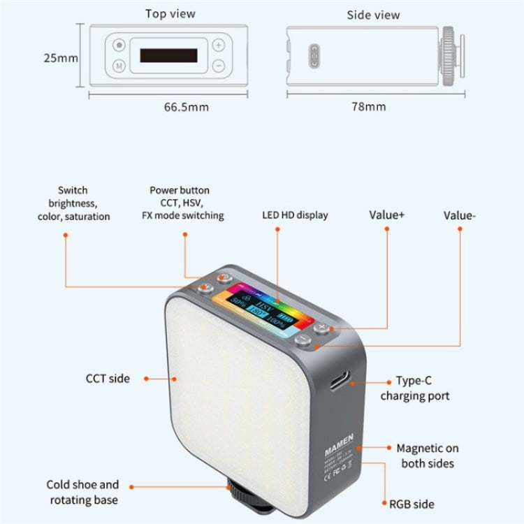 D01 Luce di riempimento LED per fotografia dimmerabile Mini fotocamera portatile Luce di riempimento RGB per telefono, D01