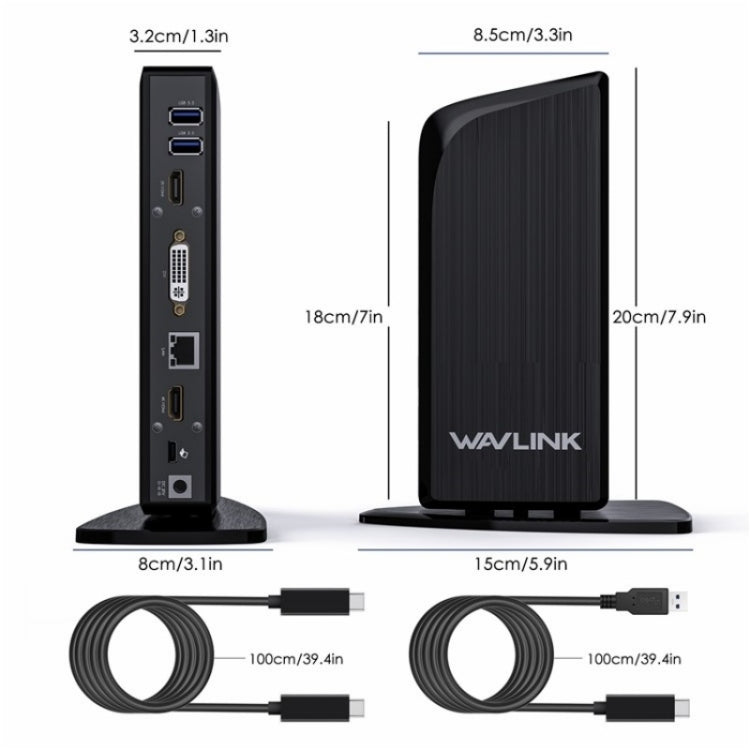 WAVLINK UG39PD1 13 in 1 Tipo-C Triplo Monitor 4K HD Docking Station, US Plug, UK Plug, EU Plug, AU Plug