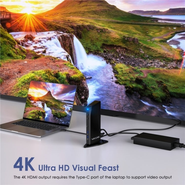 WAVLINK UG39PD1 13 in 1 Tipo-C Triplo Monitor 4K HD Docking Station, US Plug, UK Plug, EU Plug, AU Plug