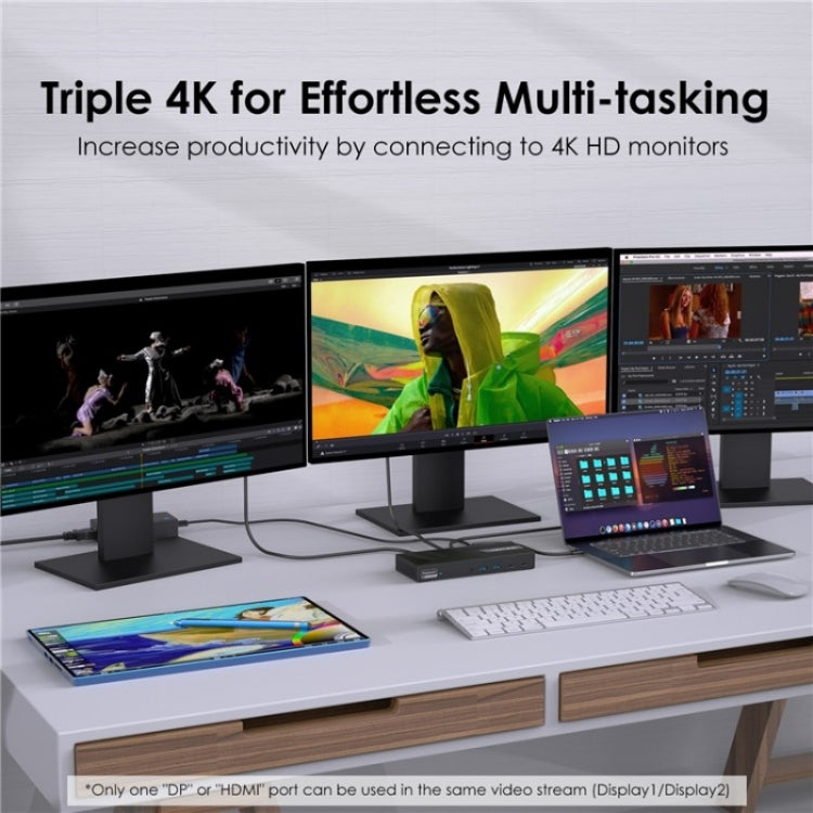 Stazione di aggancio per laptop con triplo display 4K WAVLINK UG69PD25 Pro 100W PD, US Plug, EU Plug, UK Plug, AU Plug