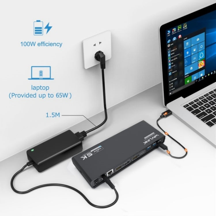 WAVLINK UG69PD6 Stazione di docking per laptop 4K doppia Displaylink HD 5K 65/100W PD Charging, US Plug, UK Plug, EU Plug, AU Plug