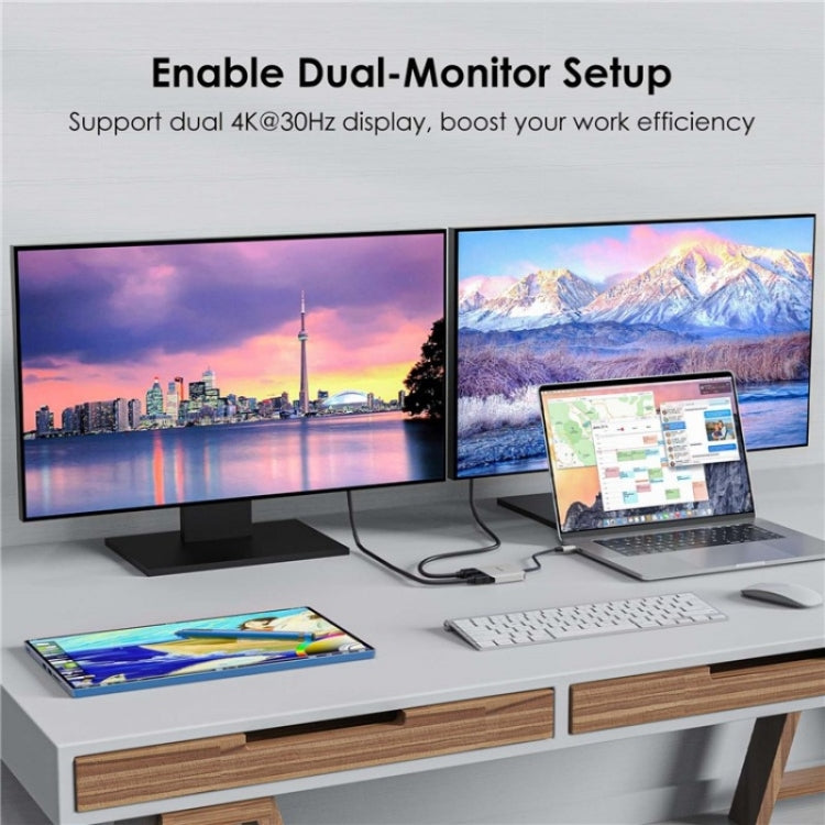 Adattatore per monitor 4K 60Hz WAVLINK UHP510 Pro 87W PD Charging USB C a doppio HD