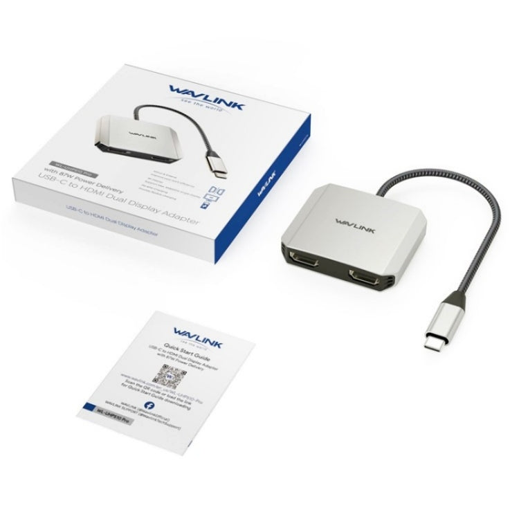 Adattatore per monitor 4K 60Hz WAVLINK UHP510 Pro 87W PD Charging USB C a doppio HD
