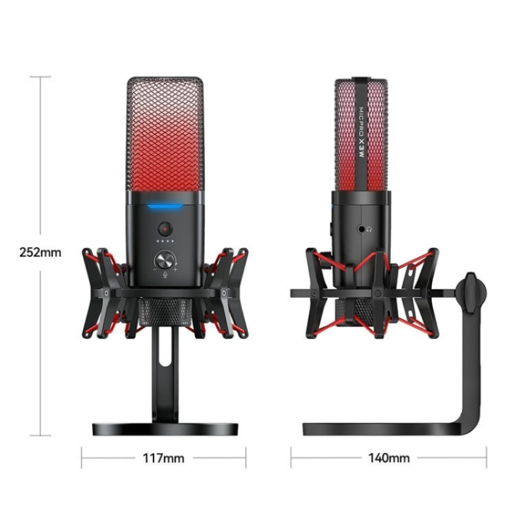 Microfono per gioco con riduzione del rumore RGB a doppia modalità wireless/cablato Yanmai X3W, X3W