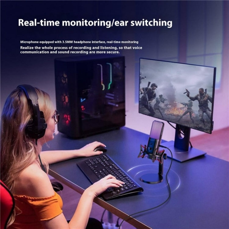 Microfono per gioco con riduzione del rumore RGB a doppia modalità wireless/cablato Yanmai X3W, X3W