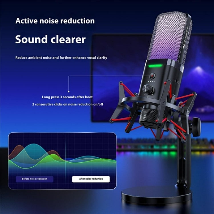 Microfono per gioco con riduzione del rumore RGB a doppia modalità wireless/cablato Yanmai X3W, X3W