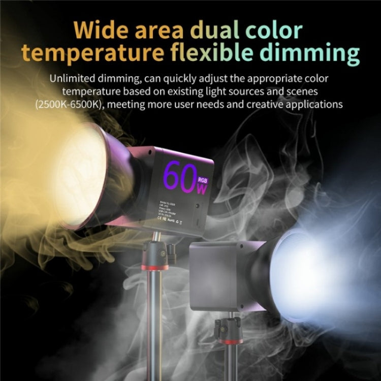 Lampada da palco RGB C60R 60W Luce di riempimento COB per video e fotografia professionale, EU Plug, US Plug, UK Plug