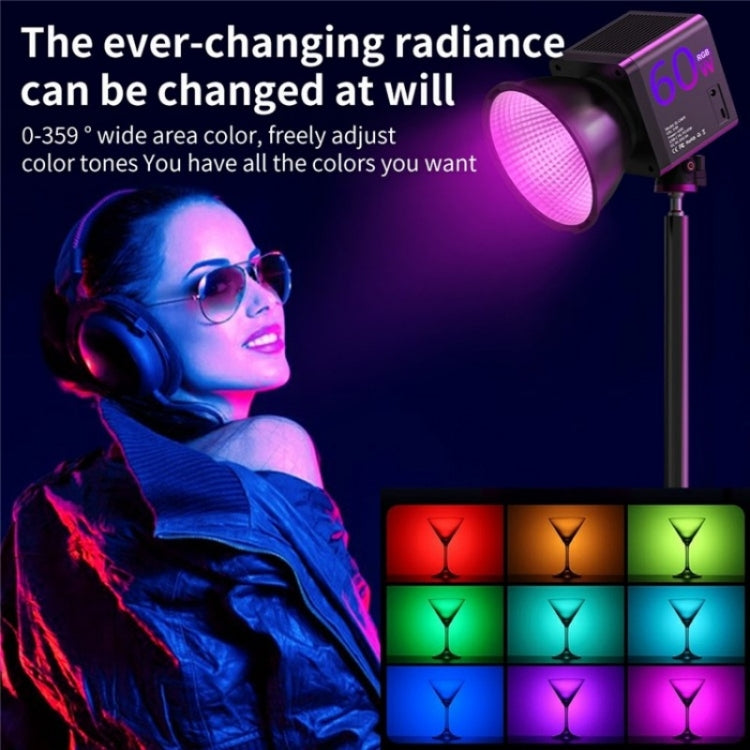 Lampada da palco RGB C60R 60W Luce di riempimento COB per video e fotografia professionale, EU Plug, US Plug, UK Plug
