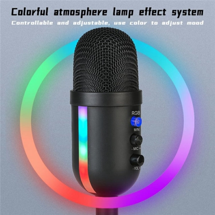 Microfono a condensatore cardioide da tavolo professionale MU2000 con luce RGB, MU2000