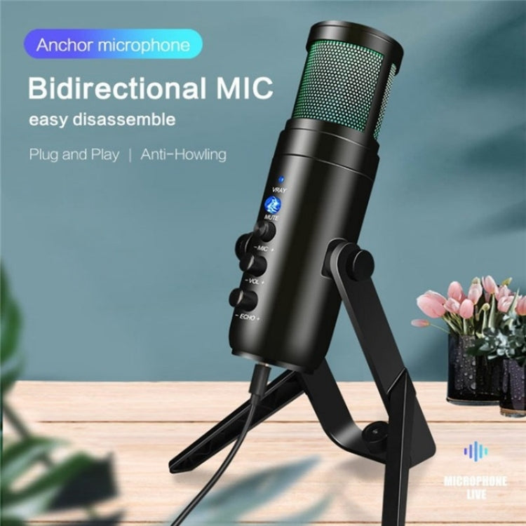 Microfono a condensatore per giochi E-Sports MU900 Max RGB Light con supporto da tavolo, MU900 Max