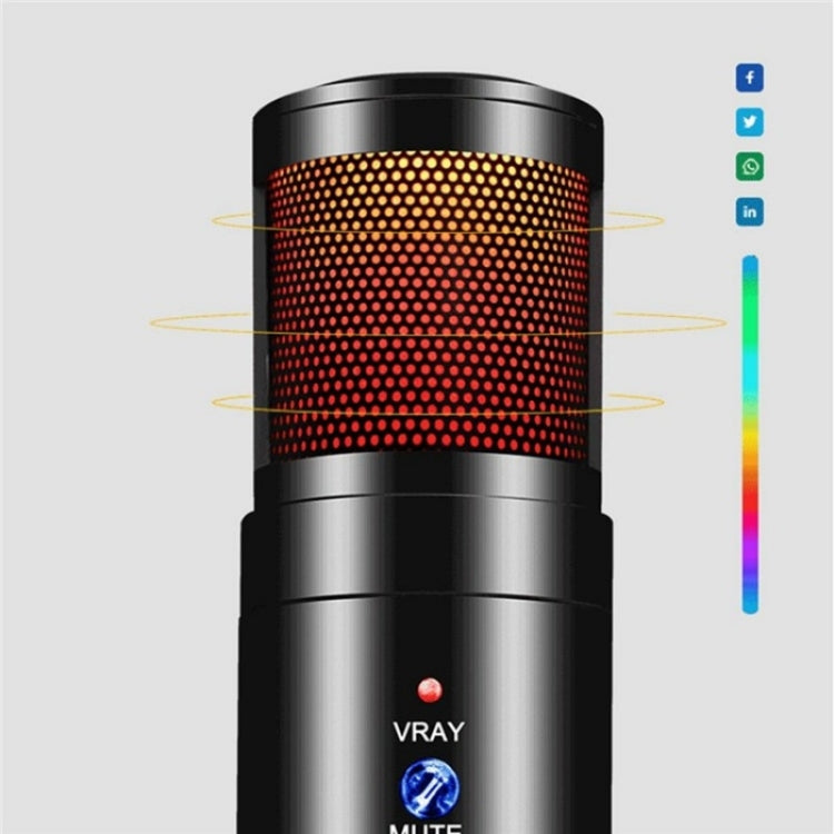 Microfono a condensatore per giochi E-Sports MU900 Max RGB Light con supporto da tavolo, MU900 Max