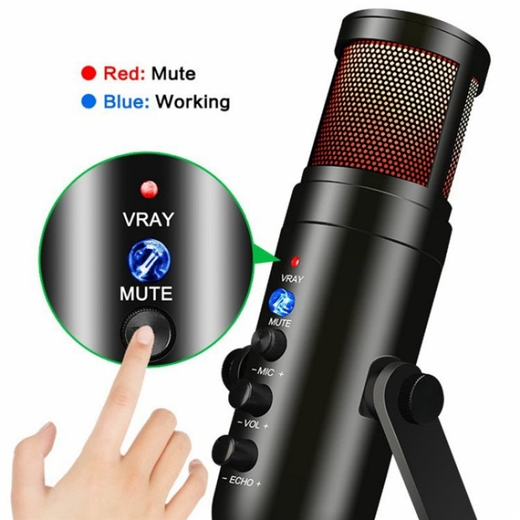 Microfono a condensatore per giochi E-Sports MU900 Max RGB Light con supporto da tavolo, MU900 Max