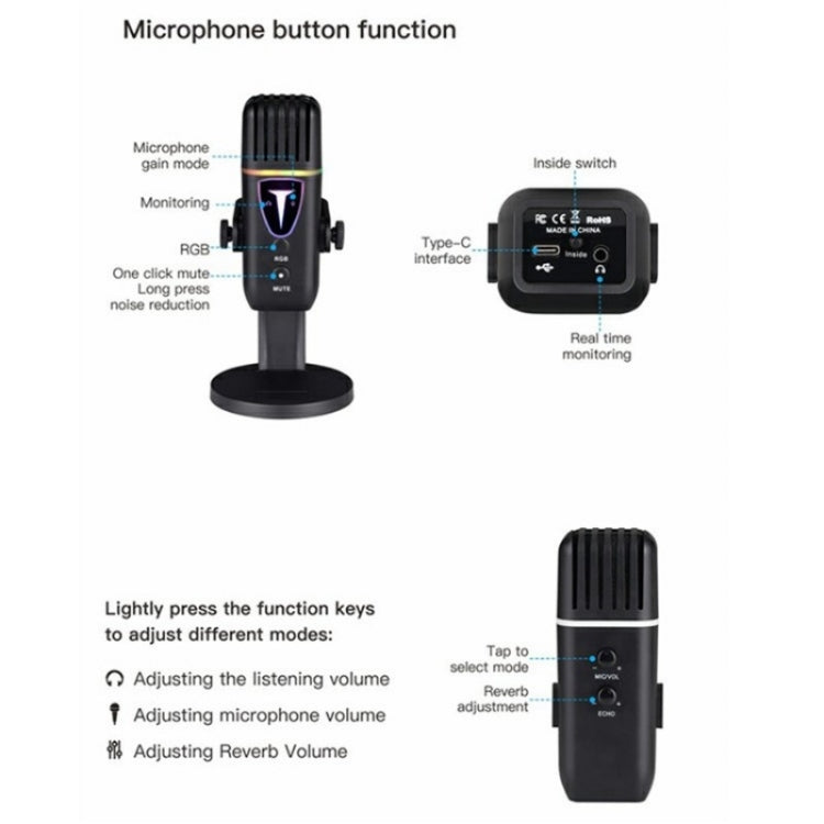 Microfono a condensatore da tavolo per giochi e-sport PDO-30, PDO-30