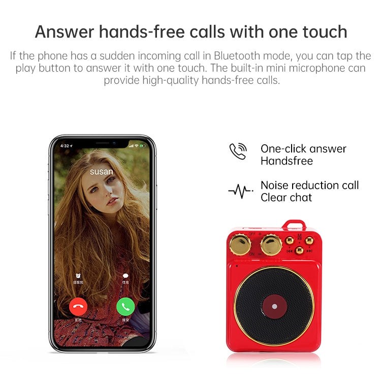 Retro altoparlante creativo Bluetooth fonografo suono Bluetooth telefono cellulare mini altoparlante portatile, Red