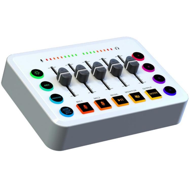F9 48V Live Streaming Scheda audio Mixer audio Potenza Cambia voce con luce RGB