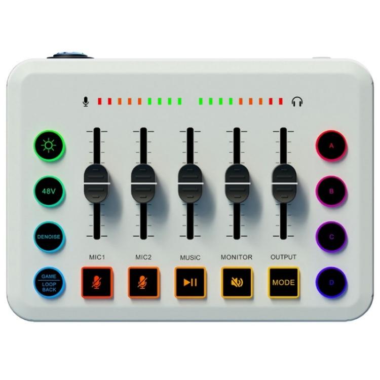 F9 48V Live Streaming Scheda audio Mixer audio Potenza Cambia voce con luce RGB