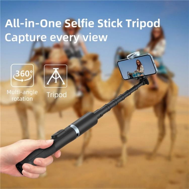 JMARY KT-259 Treppiede con clip per telefono girevole a 360 gradi e bastone per selfie retrattile, KT-259