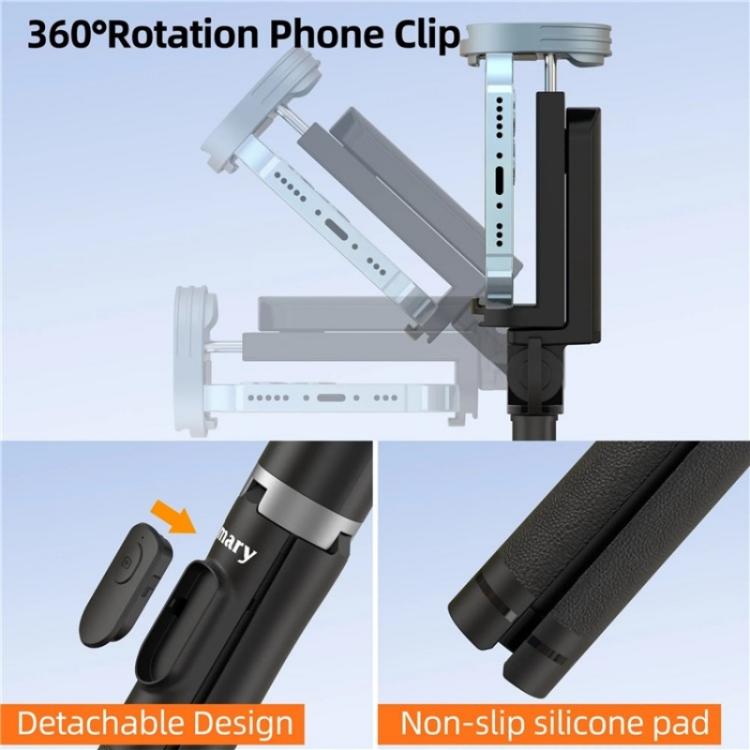 JMARY KT-259 Treppiede con clip per telefono girevole a 360 gradi e bastone per selfie retrattile, KT-259