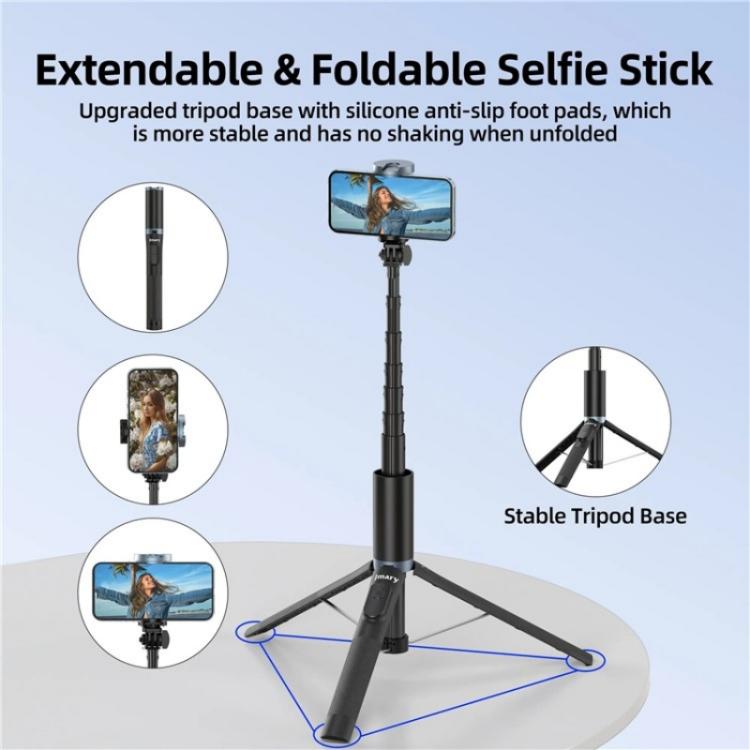 JMARY KT-259 Treppiede con clip per telefono girevole a 360 gradi e bastone per selfie retrattile, KT-259