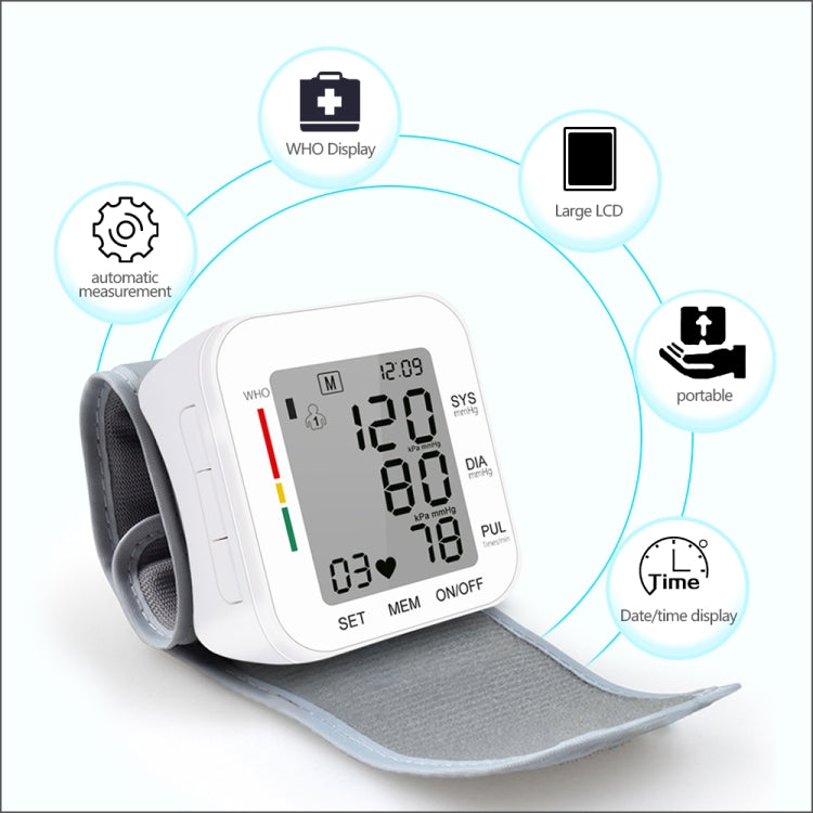 RZ204 polsino da polso digitale automatico monitor per la pressione sanguigna battito cardiaco orologio digitale LCD leggero con voce