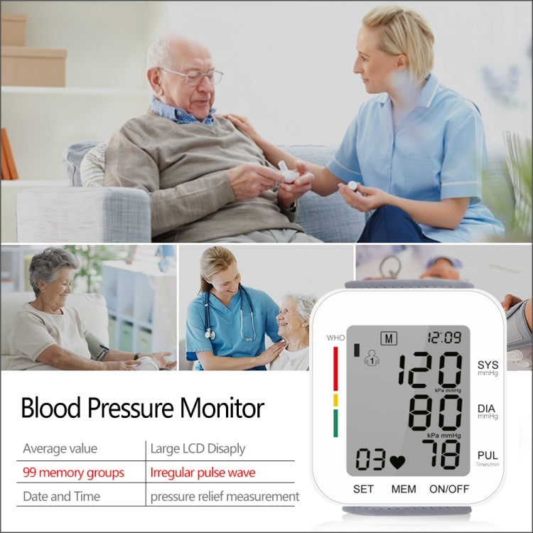 RZ204 polsino da polso digitale automatico monitor per la pressione sanguigna battito cardiaco orologio digitale LCD leggero con voce