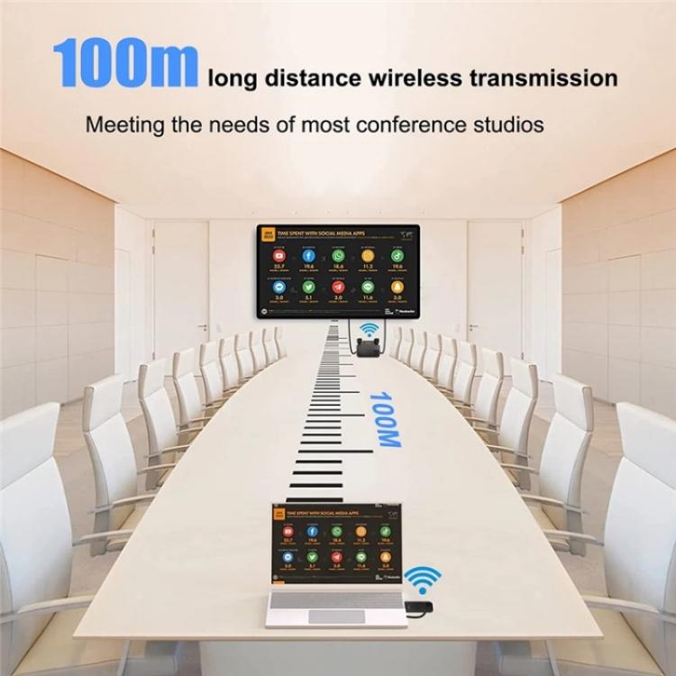 BOVBOX 091-HD Conferenza Uso 100M Wireless WiFi HDMI Extender Video Trasmettitore Ricevitore, US Plug, UK Plug, EU Plug, AU Plug