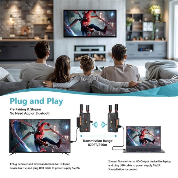 VRRIIS 097PRO Trasmettitore ricevitore wireless audio video streaming live all'aperto Extender HD 4K, US Plug, UK Plug, EU Plug, AU Plug