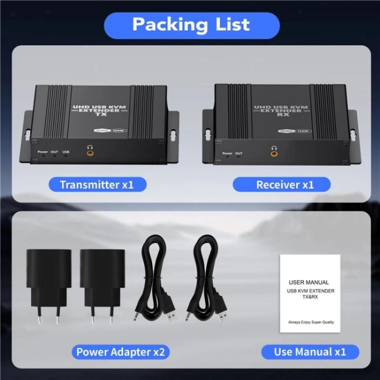 D5-2/D6-2 Video Audio Transmitter Receiver HDMI KVM Extender 4K HDMI to RJ45 LAN Extender, US Plug, EU Plug