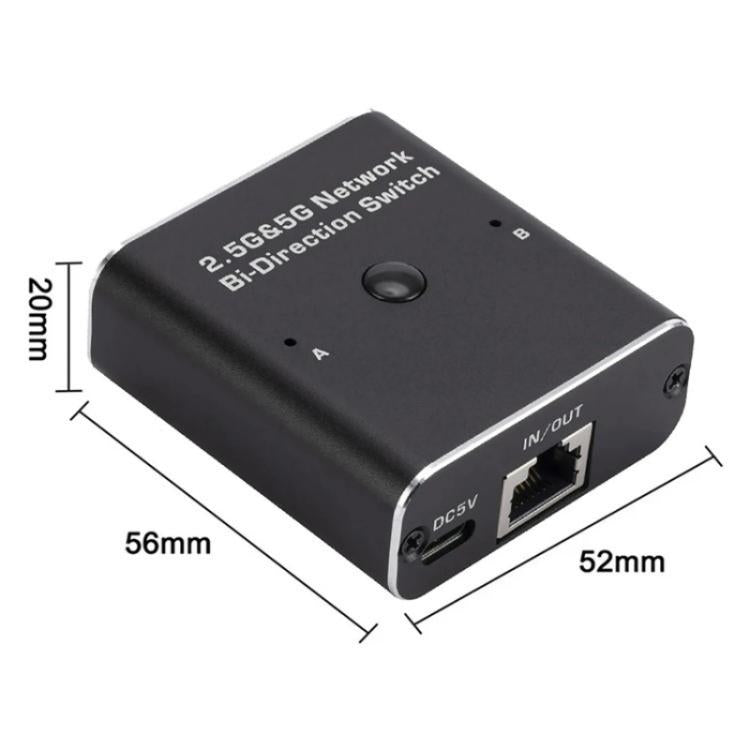 HW7 2.5G / 5G Gigabit Ethernet Bidirectional Switcher 2 In 1 Out RJ45 Network Switch, HW7