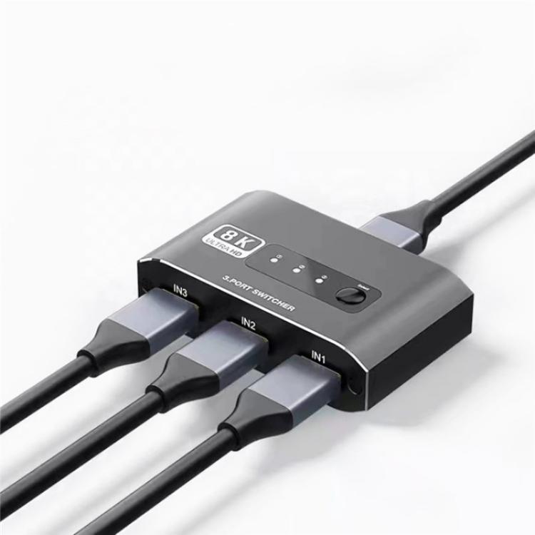 Q8Q3-2 8K 3 In 1 Out HDMI 2.1 Video Switcher 4K 120Hz HDMI Switch, Q8Q3-2