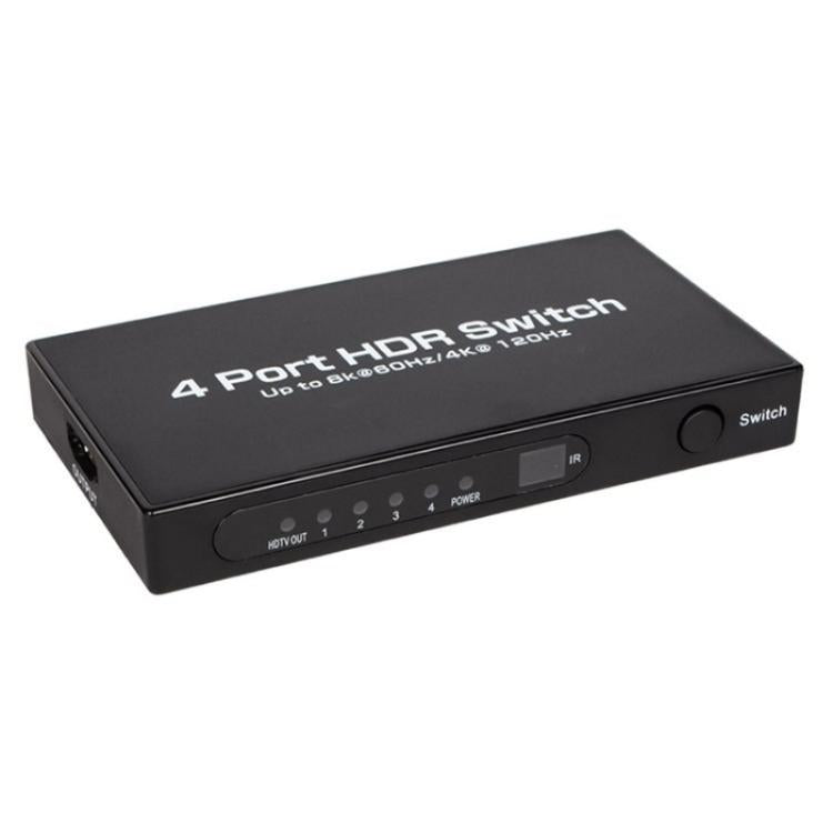 Q8-4 With Remote Control HDMI 2.1 8K 60Hz Gaming Home Theater Switcher 4x1 Adapter, US Plug, EU Plug
