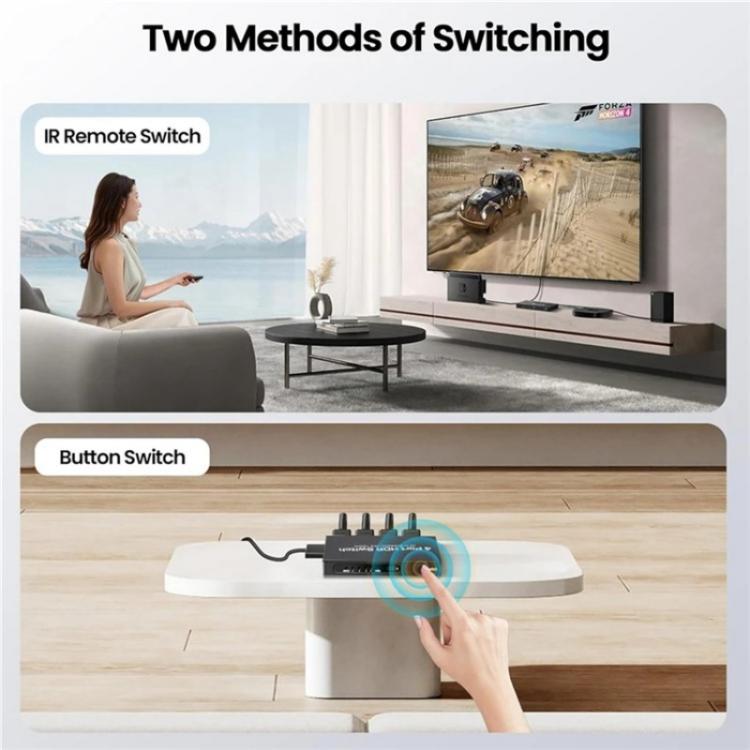 Q8-4 With Remote Control HDMI 2.1 8K 60Hz Gaming Home Theater Switcher 4x1 Adapter, US Plug, EU Plug