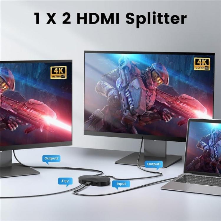 F12A For Dual Monitors HDMI 2.0 Splitter 1x2 4K 30Hz 1080P 3D HDCP2.2 HDMI Adapter, US Plug, EU Plug