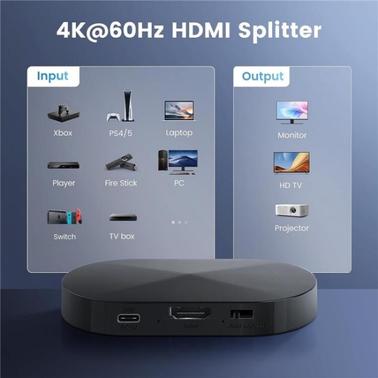 F12A For Dual Monitors HDMI 2.0 Splitter 1x2 4K 30Hz 1080P 3D HDCP2.2 HDMI Adapter, US Plug, EU Plug