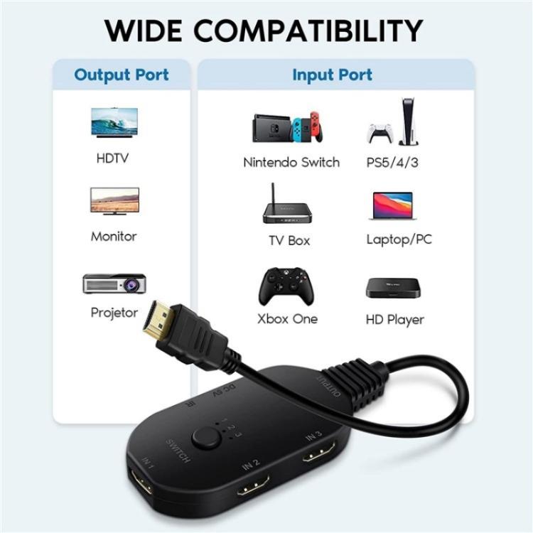 Q2-4 Wth Remote Control UHD 4K Resolution Switcher HDMI Switch 4K 3 In 1 Out Splitter