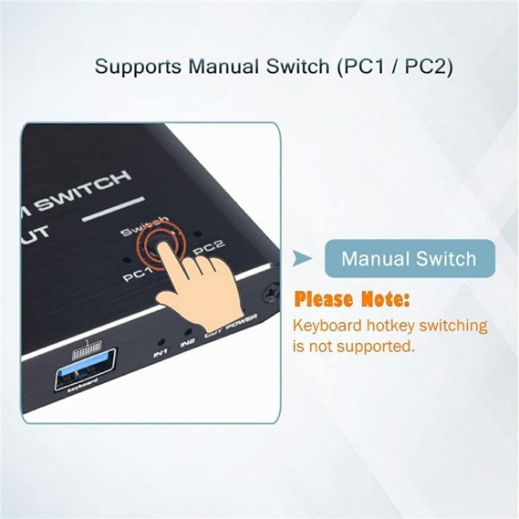 K2 Dual Computer Control 4K 60Hz USB 3.0 KVM Switch 2 In 1 Out Adapter, K2