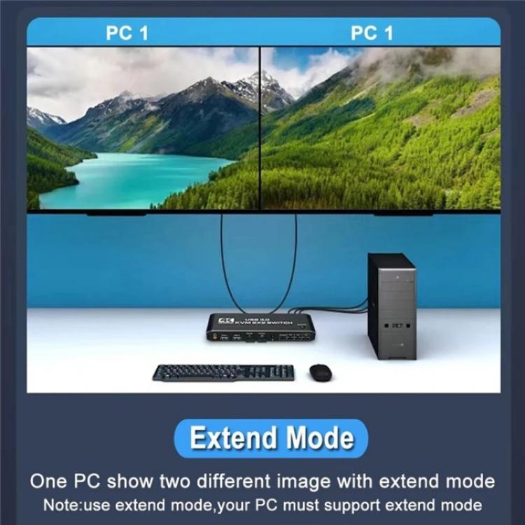 K3 For Dual Monitors HDMI USB 3.0 Audio Extractor 3.5mm Jack 4K 60Hz KVM Switch 2 In 2 Out, K3