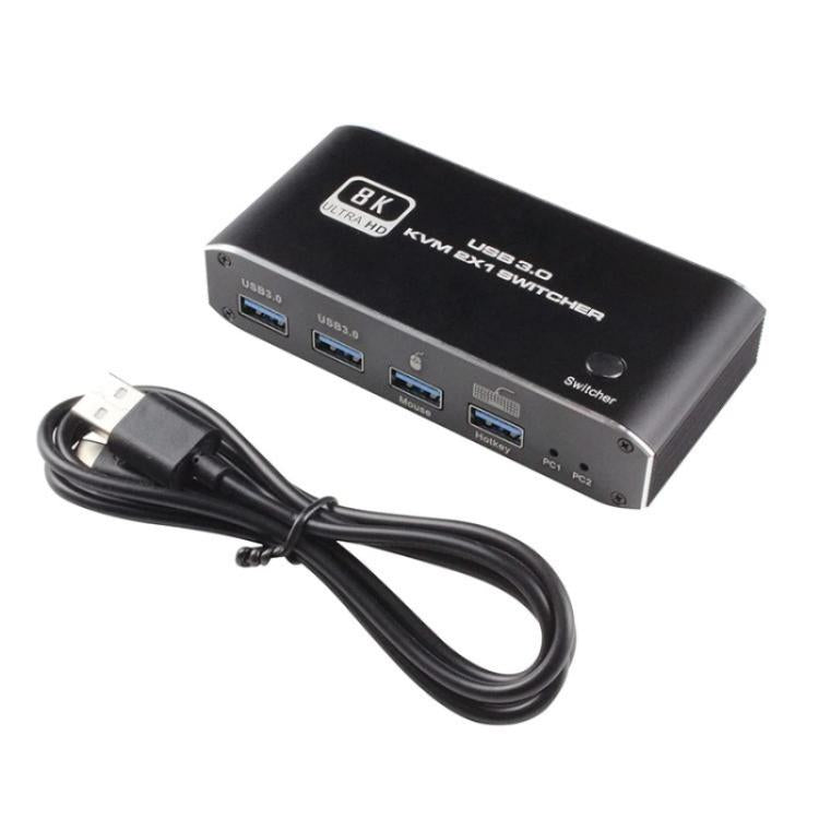 K4 Laptop Game Console 8K Ultra HD USB 3.0 KVM 2x1 Switcher 2 In 1 Out HDMI 2.1 Converter, K4