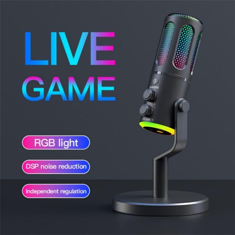 SU8 RGB Light Noise Reduction Desktop Microphone for Live Streaming / Recording / Gaming, SU8