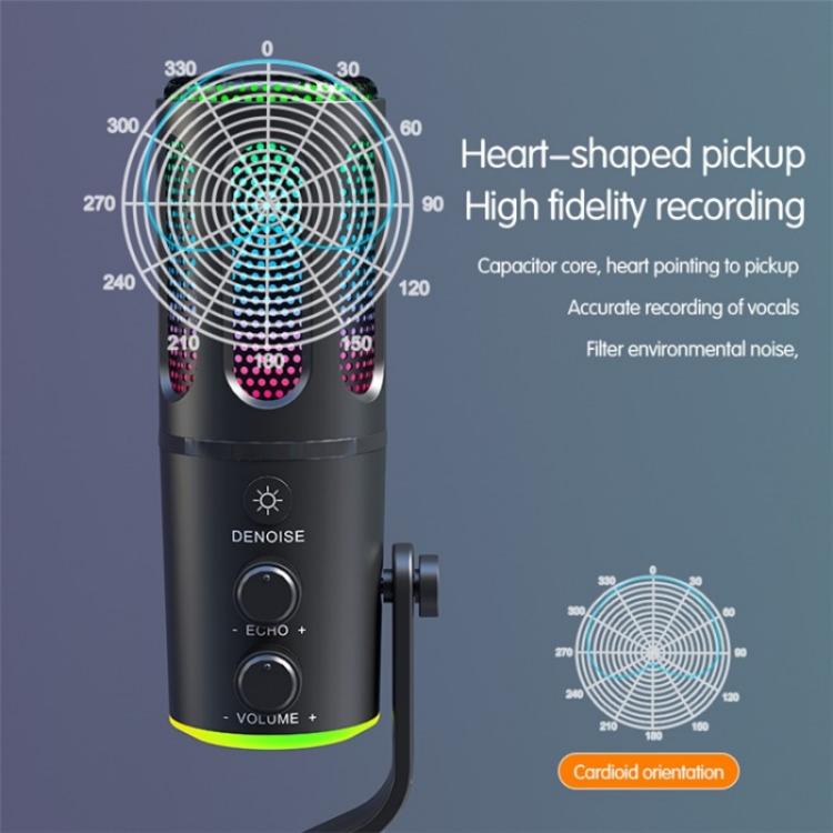 SU8 RGB Light Noise Reduction Desktop Microphone for Live Streaming / Recording / Gaming, SU8