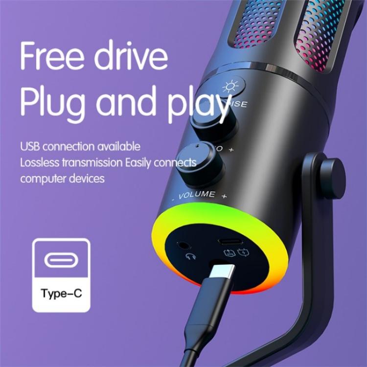 SU8 RGB Light Noise Reduction Desktop Microphone for Live Streaming / Recording / Gaming, SU8
