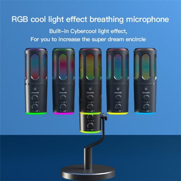 SU8 RGB Light Noise Reduction Desktop Microphone for Live Streaming / Recording / Gaming, SU8