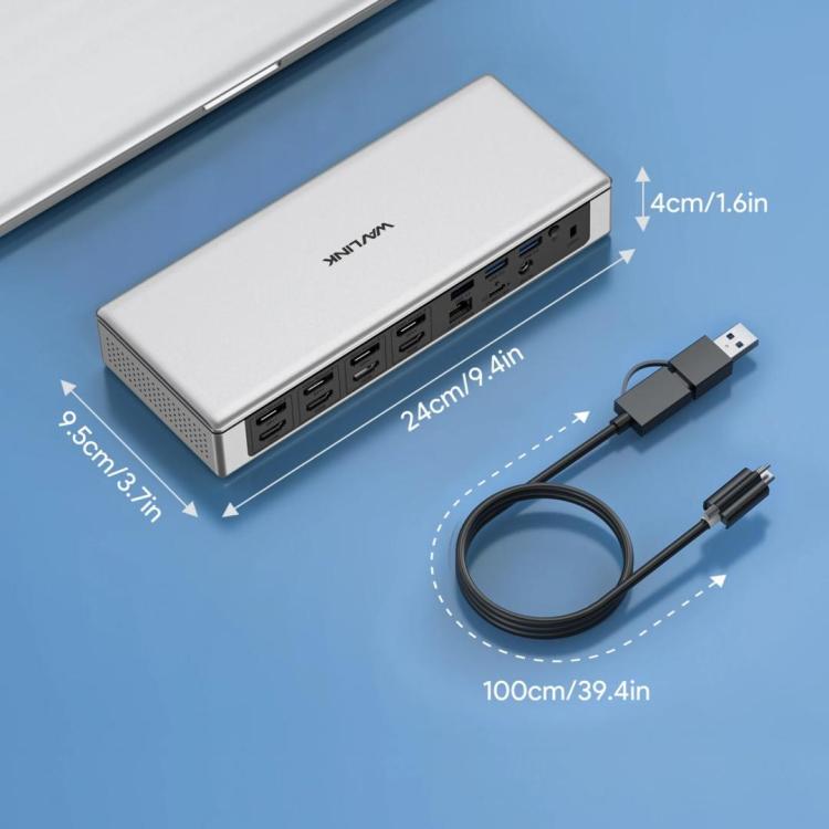 WAVLINK UG69PD12 DisplayLink Docking Station Quad Monitors For Laptops M1 / M2 / Mac & Windows, US Plug, UK Plug, EU Plug, AU Plug
